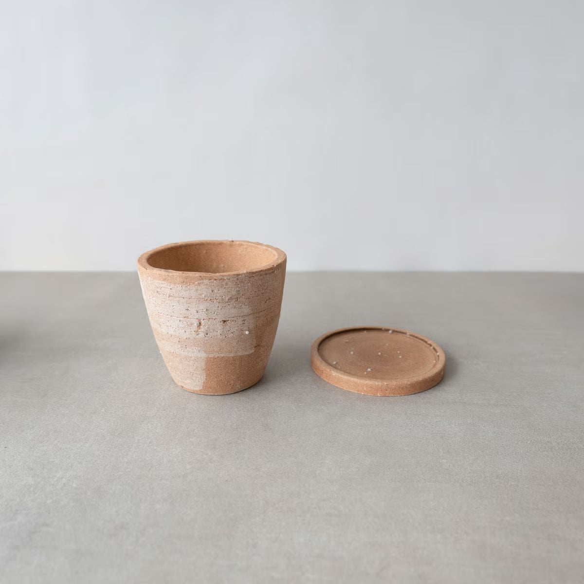 Shigaraki Ware Planter Pot (Size 4) and Saucer Set "HIBI"