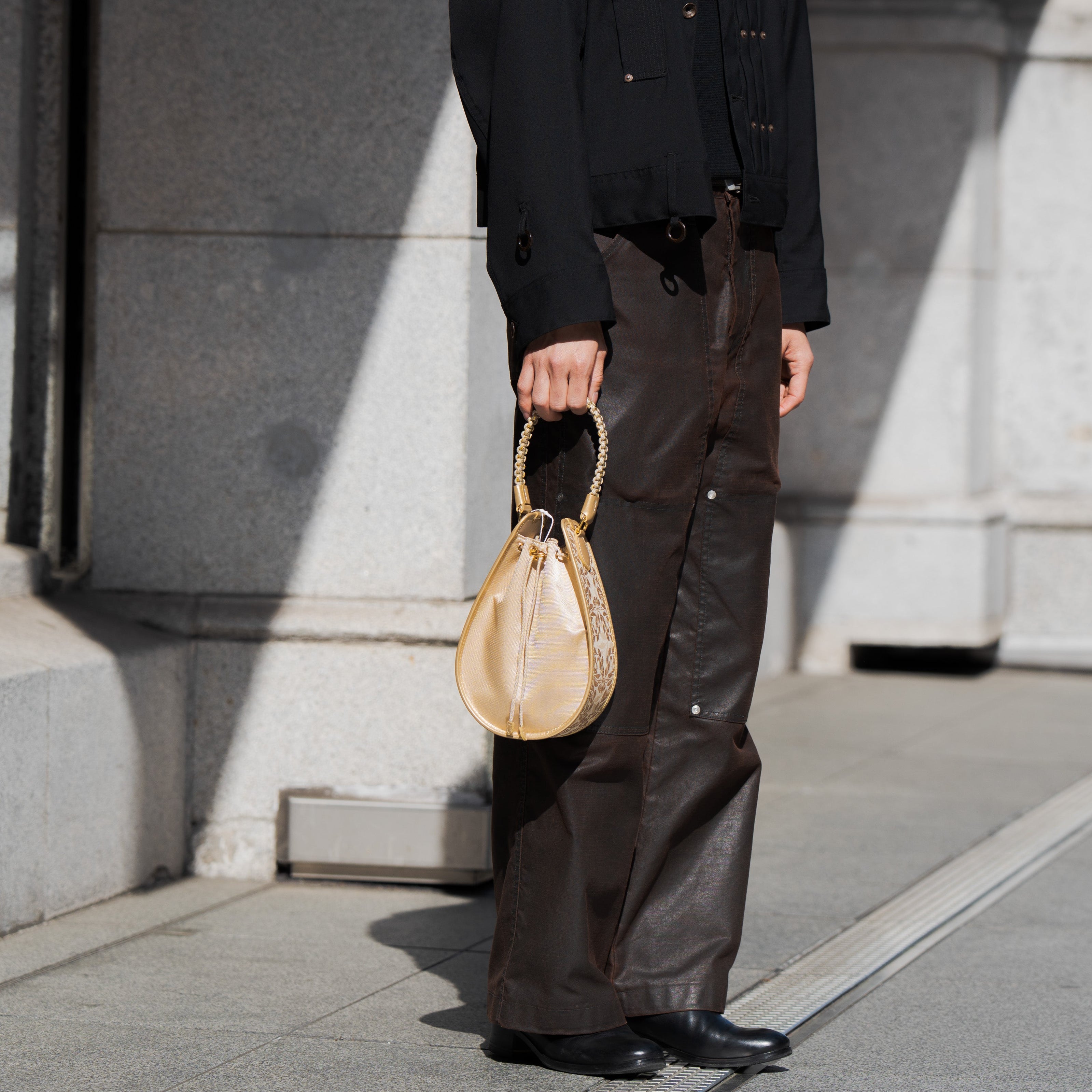 Kinsai Yuzen Kyoto Kimono x Denim Teardrop Bag