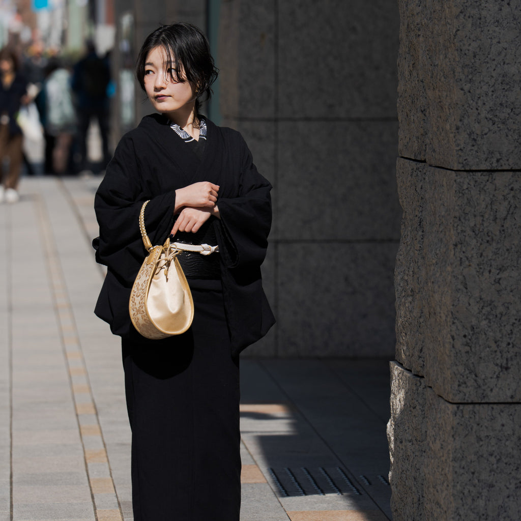 Kinsai Yuzen Kyoto Kimono x Denim Teardrop Bag