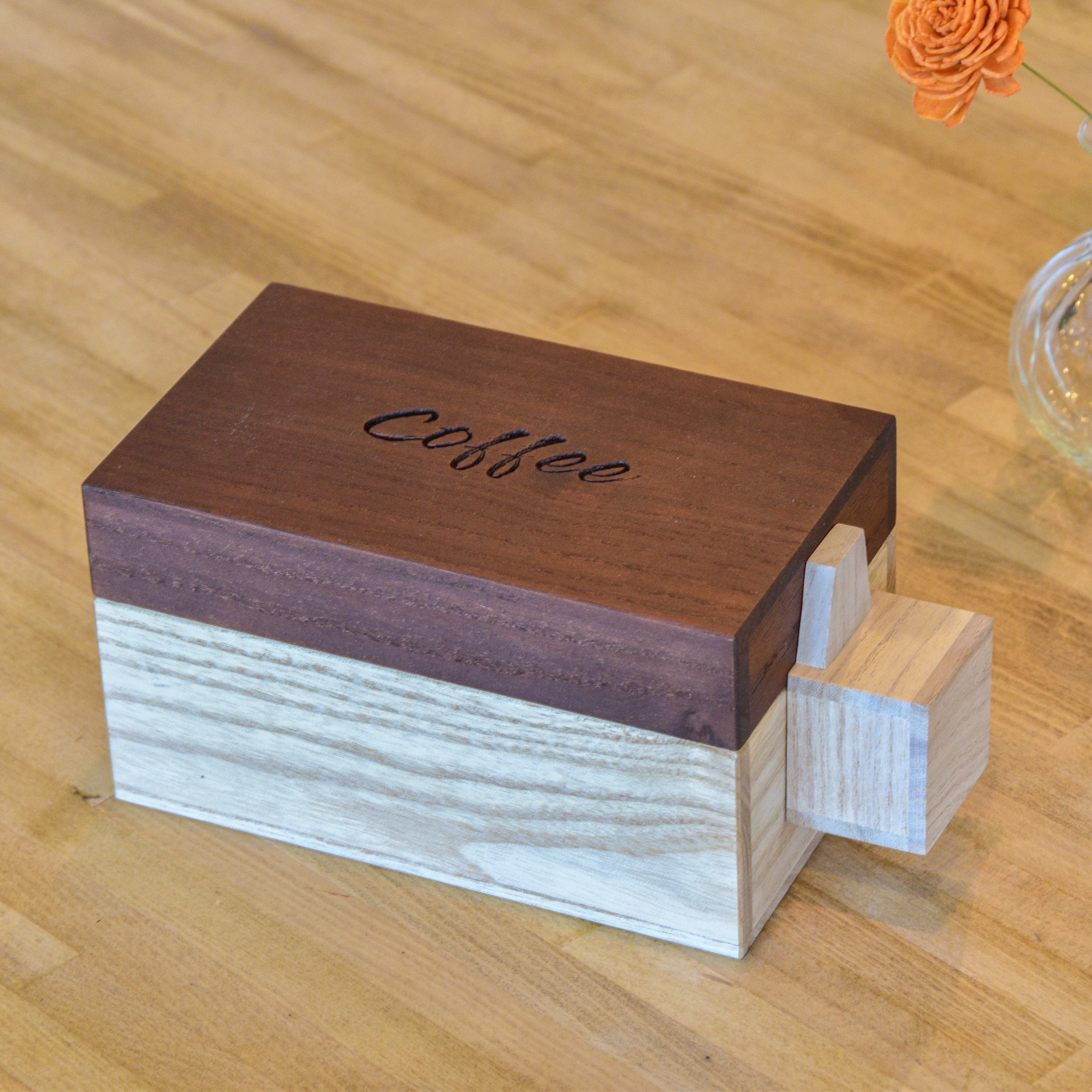 国産桐のコーヒーキャニスター 200g【強力な酸化防止効果、木材No.1の調湿効果】