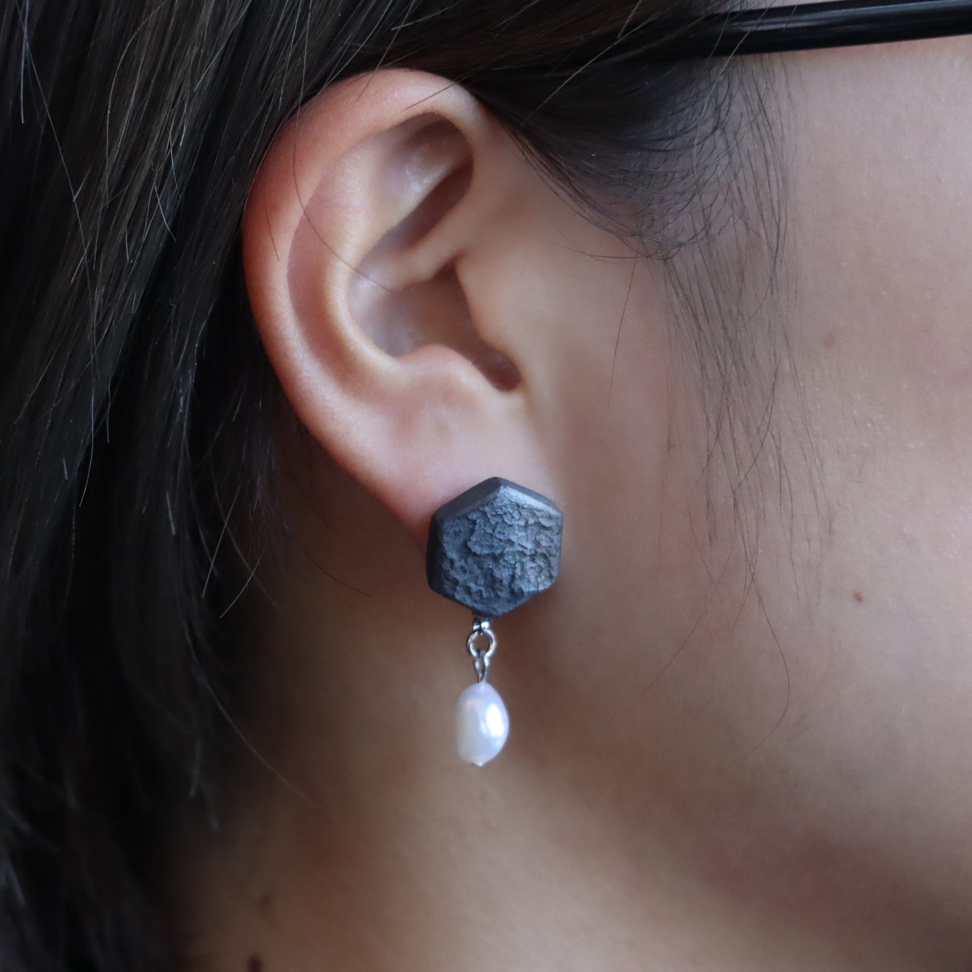 瓦×パール ピアス/イヤリング