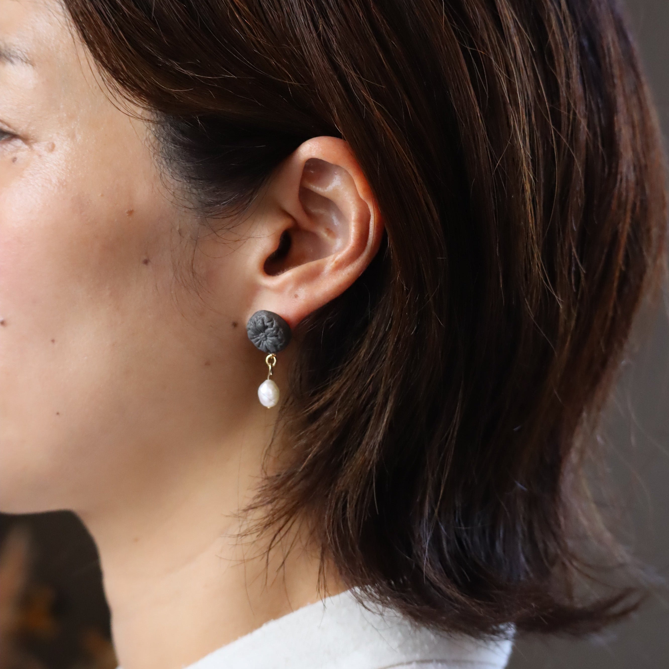 瓦×パール ピアス/イヤリング