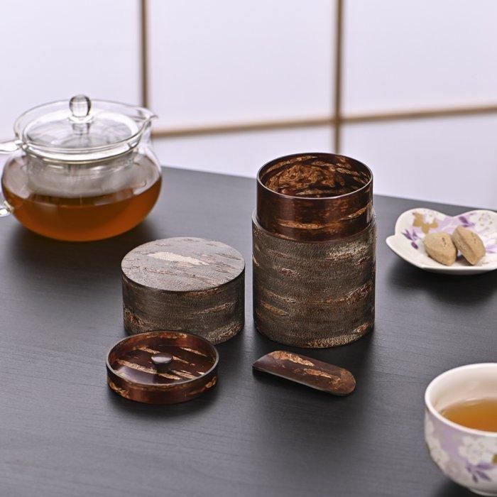 総皮茶筒 霜降皮 角館の樺細工