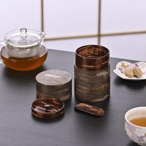 総皮茶筒 霜降皮 角館の樺細工